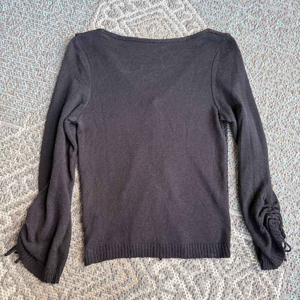 Vintage black half sleeve knit sweater top - Picture 3 of 3